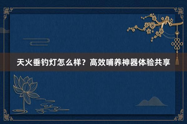 天火垂钓灯怎么样？高效哺养神器体验共享
